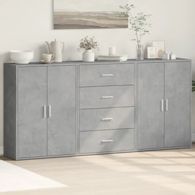 vidaXL Aparadores 3 pcs 60x31x84 cm derivados madeira cinzento cimento