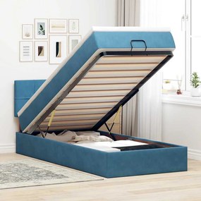 vidaXL Estrutura cama otomana colchão 80x200 cm veludo azul escuro