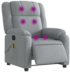 Poltrona de massagens reclinável elétrica tecido cinzento-claro