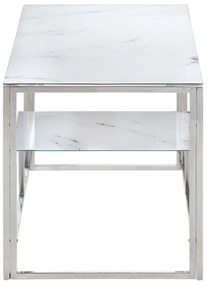 Mesa de centro aço inoxidável e vidro temperado prateado