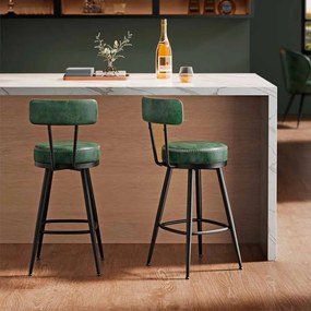 Conjunto de 2 bancos de bar com encosto Coleção EKHO 54 x 54 x 91 cm Verde floresta