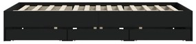 Estrutura de cama c/ gavetas 140x190 cm derivados madeira preto