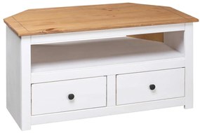 Móvel canto TV 93x49x49 cm madeira pinho maciça Panama branco