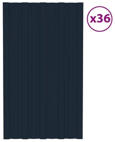 vidaXL Painéis de telhado 36 pcs 80x45 cm aço galvanizado antracite
