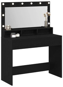 Mesa de Maquiagem vidaXL com Luzes LED Preta Carvalho 100x41x135 cm