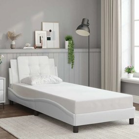 vidaXL Estrutura de cama sem colchĂŁo Zadar 100x203cm couro artificial branco