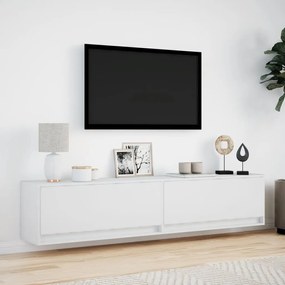 Móvel de parede para TV com luzes LED 180x31x38 cm branco