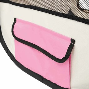 Parque dobrável p/ cão c/ saco de transporte 125x125x61cm rosa