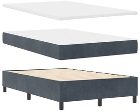 Cama Box Spring com Colchão e Banco Cinza Escuro 120x200 cm Veludo