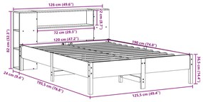 Cama com estante sem colchão 120x190 cm pinho maciço