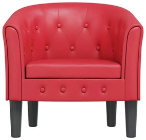 Poltrona couro artificial vermelho