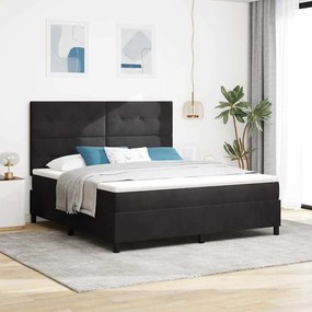 vidaXL Cama Box com colchão com cabeceira Preto 180 x 200 cm tecido