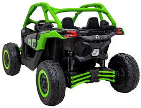 Carro elétrico para Crianças 24V 4x200W 2 Lugares, Buggy Can-Am Maverick Turbo RR Rodas de EVA, Assento de couro Verde