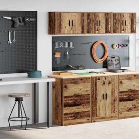vidaXL Armários de garagem 2 pcs derivados de madeira madeira velha