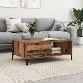 vidaXL Mesa de centro com prateleira com armazenamento com porta Madeira antiga 90 x 60 x 35 cm