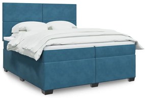 vidaXL Cama com molas/colchão 200x200 cm veludo azul