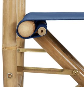 Cadeiras de realizador dobráveis 2 pcs bambu e tecido azul