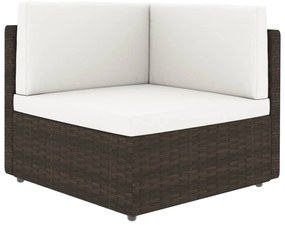 8 pcs conjunto lounge p/ jardim c/ almofadões vime PE castanho