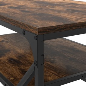 mesa de centro com prateleira carvalho defumado 90x50x40 cm madeira de