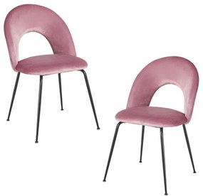 Pack 2 Cadeiras Dawa Black Veludo - Rosa