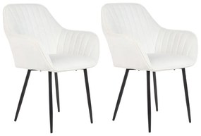 Conjunto de 2 cadeiras de jantar em veludo branco creme WELLSTON II Beliani