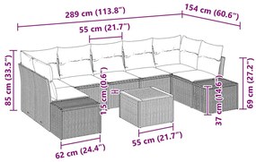 Conjunto de Sofá de Jardim 8 pcs Preto 55 x 55 x 37 cm