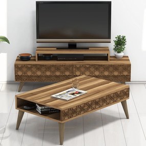 Conjunto de Mobiliário de Sala City – Nogueira – Tv Unit 140x48,8x41,8