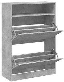 Sapateira c/ 2 gavetas articuladas 80x34x116 cm cinza cimento
