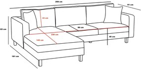 Sofá de Canto Berlin – Creme e Preto – 258 cm