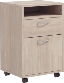 HOMCOM Bloco de Gavetas com Rodas Gaveta Compartimento Porta Arquivador Móvel para Escritório 40x35x60 cm Carvalho | Aosom Portugal