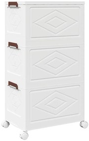 Caixa de arrumação empilhável rodas 3camadas 28L 48,5x29,5x86cm