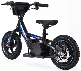 Bicicleta eléctrica para crianças RIRIBIKE RTX3 24V (12"), bateria de lítio, motor de 100W, travão de disco, assento ajustável em PU macio Azul