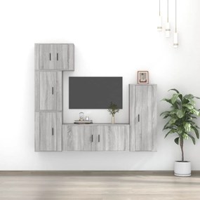 vidaXL Conjunto móveis de TV 5 pcs madeira processada sonoma cinza