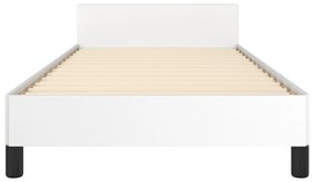 Estrutura de cama c/ cabeceira couro artificial 90x190cm branco