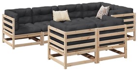 7 pcs conjunto de sofás para jardim madeira de pinho maciça