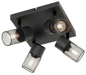 Refletor de teto industrial preto 4 luzes ajustável - Jim Industrial