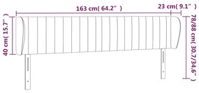 Cabeceira de cama c/ abas veludo 163x23x78/88 cm cinzento-claro