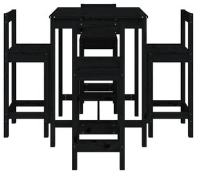 5 pcs conjunto de bar para jardim pinho maciço preto
