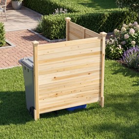 Conjunto de 2 Painéis de Privacidade para o Exterior  119 x 119 cm com Estacas Metálicas para Ar Condicionado, Caixote do Lixo de Jardim, Natural