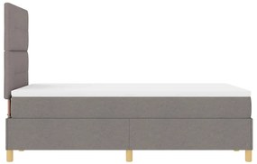 Cama Box Spring com Colchão &amp; LED Taupe 120x190 cm Tecido