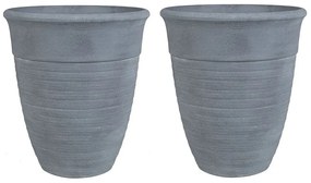 Conjunto de 2 vasos para plantas em pedra cinzenta 43 x 43 x 49 cm KATALIMA Beliani