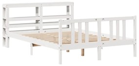 Estrutura de cama com cabeceira 160x200 cm pinho maciço branco