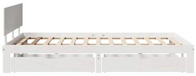 Estrutura de cama c/ gavetas 140x200 cm pinho maciço branco