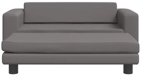 Cama para cães com extensão 100x50x30 cm couro artificial cinza