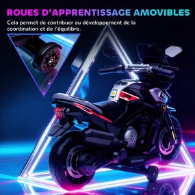 Moto elétrica para crianças de 6 V, para crianças 18 a 36 meses com rodas motrizes, música, efeitos luminosos, preto