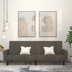 Sofá-cama de 2 lugares veludo cinzento-escuro