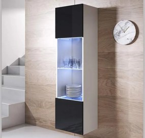 Vitrine Suspensa Lukis – Branco e Preto – 40x29x165 cm – Com LED Azul