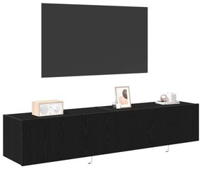 Armários de TV vidaXL com luzes LED 2 pcs Preto Carvalho 80x35x31 cm