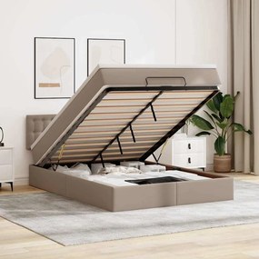 vidaXL Cama otomana com colchões &amp; LEDs 140x200 cm couro artificial