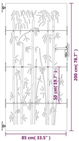 Portão de jardim 85x200 cm aço corten design bambu